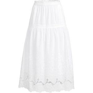 FOXA Women's Voile Eyelet Maxi Skirt <b>Elastic</b> Waist Breathable <b>Lace</b> Detail - Product Image 4