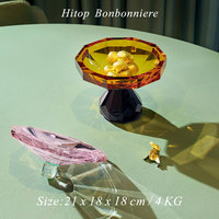Bonbonnière en verre ambré sans plomb Crystal Hamptons, bol décoratif pour servir des fruits et des bonbons, luxe pour la maison, les mariages et les fêtes