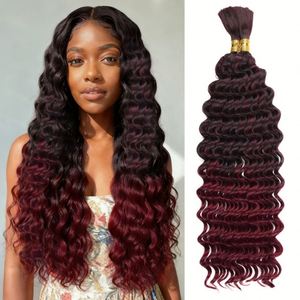 Deep Wave High Temperature Fiber Synthetic Hair <b>Extensions</b> for Braiding Boho Style Bulk Deep Curl - Product Image 1