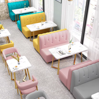 Usine Foshan Restaurant Cabine en bois massif Table à manger et chaise combinaison cuir Mobilier commercial de luxe moderne et léger