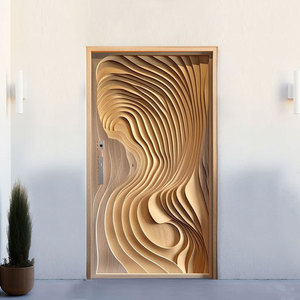 Custom Luxury Unique 3D Carved Streamline Design <strong>Door</strong> Waterproof Modern Look Main Entrance <strong>Door</strong> Solid Wood Front <strong>Door</strong> - Product Image 2