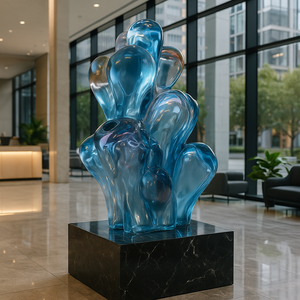 Jingyue tùy chỉnh hiện đại màu xanh nhựa vẽ tay nghệ thuật điêu khắc sáng tạo trang trí trừu tượng cho sảnh khách sạn và nội thất văn phòng - Product Image 1