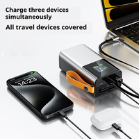 Batterie externe 30000mAh avec câble de données USB-C intégré, charge rapide PD100W, écran LED, corps métallique, prise universelle pour ordinateurs portables et mobiles