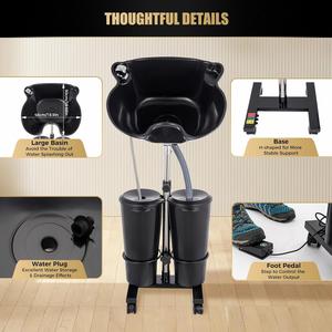 Vente flash : Bac à shampoing portable en plastique au design moderne avec pompe électrique pour salon de coiffure, salle de bain ou chambre à coucher - Product Image 3