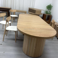Table de cuisine et de salle à manger pliante en bois massif, sur mesure OEM ODM, gain de place, ronde de 102 cm extensible jusqu'à 3 m, ovale