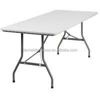 Tables pliantes d'extérieur en plastique de 6 pieds, robustes, portables, pour fêtes, dîners, mariages, événements, pique-niques, camping