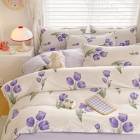 Parures de Lit en Gros 100 % Polyester 4 Pièces : 1 Housse de Couette, 1 Drap de Lit et 2 Taies d'Oreiller, Ensemble de Literie avec Fermeture Éclair