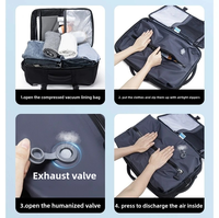 Sac à dos de voyage géométrique haut de gamme 36-59L grande capacité en polyester Oxford imperméable avec compartiment pour ordinateur et ceinture à coussin d'air sous vide