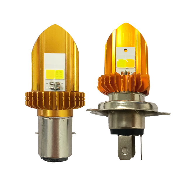 Dual Color LED Headlight Bulb 6000K White + 3000K Yellow 1322-5P3S*2 Chip BA15S / H4 Base IP68 Waterproof Auto Motorcycle Light
