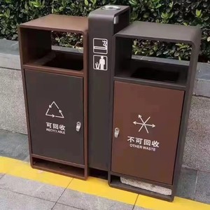 Contenedores de Basura Rectangulares de Acero Galvanizado Hechos a Medida para Exteriores, para Clasificación y Reciclaje en Parques, Plazas, Zonas Residenciales y Calles - Product Image 2