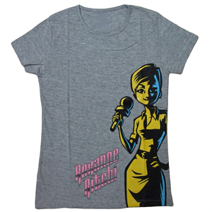 Roxanne Ritchi Débardeur gris à imprimé motif pour femme, col en V, manches courtes, décontracté, 100 % coton, coupe ajustée, respirant - Product Image 1
