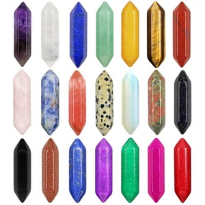 Pierres de cristaux de guérison Améthyste naturelle Quartz rose Quartz <span class=keywords><strong>clair</strong></span> Oeil de tigre Reiki Pierres précieuses, Chakra d'équilibrage de l'énergie hexagonale - Product Image 1
