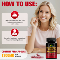 SOLOTREE Capsules de poudre d'extrait de racine de betterave à base de plantes biologiques 1300mg Capsule de betterave pour supplément de betterave de soutien à l'énergie et à l'endurance