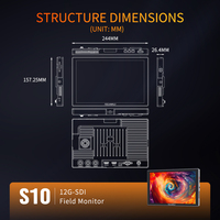 Moniteur de terrain FEELWORLD S10 10,1 pouces 1200 nit 12G-SDI 2.0 pour caméra, écran tactile 4K HDR, gamme de couleurs 98% REC709, dalle IPS, stéréo 3,5 mm