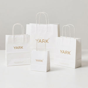 Sacs en papier fantaisie pour cosmétiques, bijoux, cadeaux, shopping, avec poignées en ruban, logo imprimé personnalisé, recyclés - Product Image 6