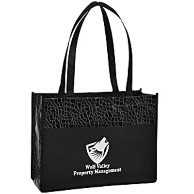 Tas Tote laminasi reptil promosi dengan logo cetak kustom