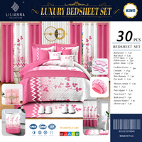 Ensemble complet de literie de luxe 30 pièces pour une transformation de chambre à coucher, comprenant couvre-lits, draps, rideaux, tapis et ensemble de salle de bain, pour la décoration intérieure, vente en gros
