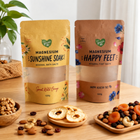 Sachet d'emballage personnalisé en papier kraft écologique pour fruits secs et aliments, pochette à fermeture éclair en papier naturel avec fenêtre transparente/mate