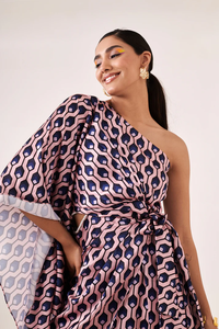 Vestido Estampado de Un Hombro con Corte Asimétrico, Elegante, Casual, para Fiesta de Verano, Vestido de Moda para Mujer, Atuendo Moderno y Elegante - Product Image 2