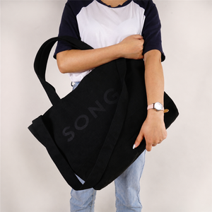 BSCI <b>Large</b> Capacity Washable Recyclable Tote Crossbody <b>Bag</b> Custom Printed/Embroidery Letter Logo Black <b>Canvas</b> Tote <b>Bag</b> - Product Image 4
