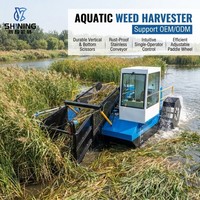 Récolteuse entièrement automatique d'algues aquatiques, machine de coupe de roseaux et d'algues alligator pour le contrôle des algues des lacs