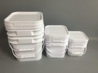 Seau carré en plastique avec couvercle blanc pour crème glacée, aliments, pâtisserie, confiture 1L 2L 5L