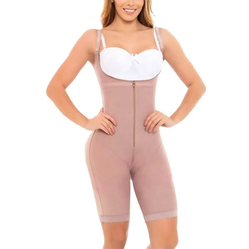 Full Body Slimming Waist Body Shapers Knee Length Bodysuit Open Bust Tummy Flattern Bbl Fajas Women Shapewear