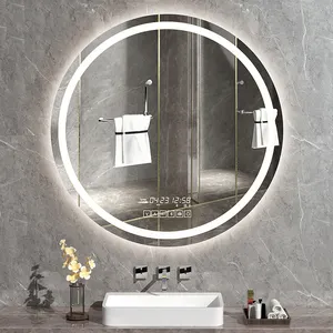 豪华浴室镜除雾智能镜子带发光二极管灯和蓝牙浴室镜柜套装