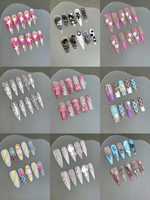 Faux ongles carrés rigides faits à la main réutilisables, option motif aléatoire