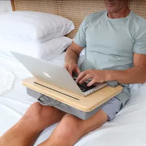 Portatile regolabile in altezza per Laptop tavolo da letto divano computer scrivania in legno imbottito vassoio con cuscino