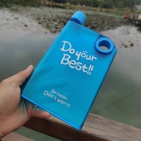 Haute qualité A5 bouteille d'eau plate tasse en plastique créative plat Transparent carré livre bouteille d'eau avec logo personnalisé