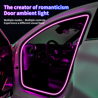 Luz Ambiental LED RGB para el Interior del Automóvil, Iluminación Ambiental para Marcos de Puertas y Ventanas, Color Mágico Invisible, Iluminación Interior para Automóviles
