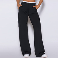 Ensemble de yoga 2 pièces pour femme : Soutien-gorge de sport push-up à dos nu et pantalon cargo taille haute à cordon de serrage multi-poches, séchage rapide, pour la course et l'entraînement