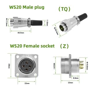 WS20 คอนเนคเตอร์อุตสาหกรรม 2/3/4/5/6/7/12 พิน แบบติดตั้งบนแผง 500V 10A กระแสไฟสูง - ปลั๊กตัวผู้ตัวเมียสำหรับอุปกรณ์งานหนัก - Product Image 3