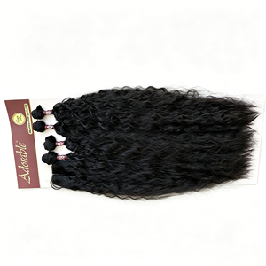 Adorable Shine Mèches <span class=keywords><strong>de</strong></span> cheveux synthétiques Afro-Kinky Deep-Wave avec closure assortie, résistantes à <span class=keywords><strong>la</strong></span> chaleur, sans nœuds, extensions à tresser en <span class=keywords><strong>fibre</strong></span> - Product Image 5