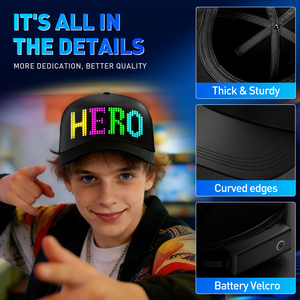 Casquettes LED lumineuses, casquettes LED intelligentes à écran couleur pour enfants, casquettes LED programmables à messages défilants, contrôle par application Bluetooth - Product Image 4
