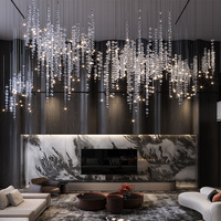 Lampes suspendues modernes en forme de goutte de pluie pour le salon, lustres de luxe en cristal de verre transparent
