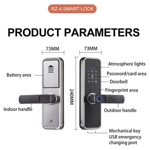 Wifi thông minh khóa rfid thẻ vân tay mật khẩu bàn phím tuya tương thích IP66 không thấm nước tự động-khóa chức năng cho an ninh nhà gỗ - Product Image 6