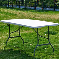 Table de jardin pliante portable la plus vendue, 4/6/8 pieds, en plastique blanc, style buffet moderne, pieds en tube d'acier, pour hôtel