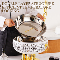 Chauffe-plat de luxe en acier inoxydable or blanc capacité de 8L rond restauration buffet chauffe-plats servant noir fête de mariage