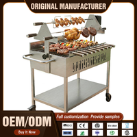 Barbecue au charbon de bois en acier inoxydable le plus vendu, barbecue électronique Gaucho de Chypre sur chariot avec rotation automatique