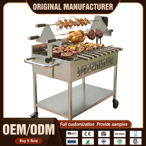 Parrilla de Carbón de Acero Inoxidable Más Vendida, Parrilla Electrónica Cipriota con Carro y Rotación Automática - Product Image 1