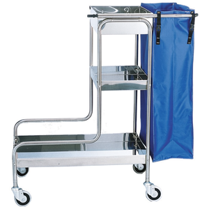 Carrello Multiuso in Acciaio Inox 1150mm Capacità 72L per Pulizia e Stoccaggio con Sacca Blu per Uso Ospedaliero - Product Image 2