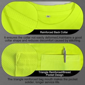 Camisetas de <span class=keywords><strong>Trabajo</strong></span> Duraderas de Color Amarillo UC para Hombre, Camisetas de Alta Visibilidad para Construcción, Camisetas de Seguridad para Hombre, Camisetas de <span class=keywords><strong>Trabajo</strong></span> de Manga Corta - Product Image 5