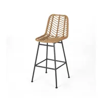 옥외 가구 금속 다리 안뜰 부엌 카운터 발판 고대 밧줄 팔 높은 길쌈된 등나무 고리 버들 세공 막대기 발판 의자