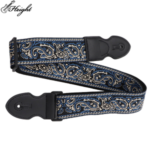 Correa de Guitarra Personalizada de Poliéster Ajustable con Patrón y Extremos de Cuero PU Negro para Guitarra Acústica y Bajo - Product Image 5