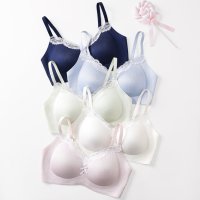 Soutien-gorge sans fil 2026 avec dentelle, push-up, jacquard vertical, doux, sans armatures, sans coutures, effet liftant et galbant, pour femme, usage quotidien, OEM