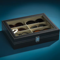 Étui de rangement pour lunettes de soleil de grande capacité en cuir PU haut de gamme vitrine pour lunettes haut de gamme pour le stockage de bijoux de qualité supérieure