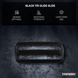 Strapworks Black <b>Plastic</b> Tri Glide <b>Slide</b> For Bag Straps Rifle Slings Dog Collars Inch Pack - Product Image 2