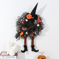 Guirlande d'Halloween chinoise, branches séchées, fleurs artificielles, tulle noir, guirlande décorative, décoration de porte, cadeau de fête